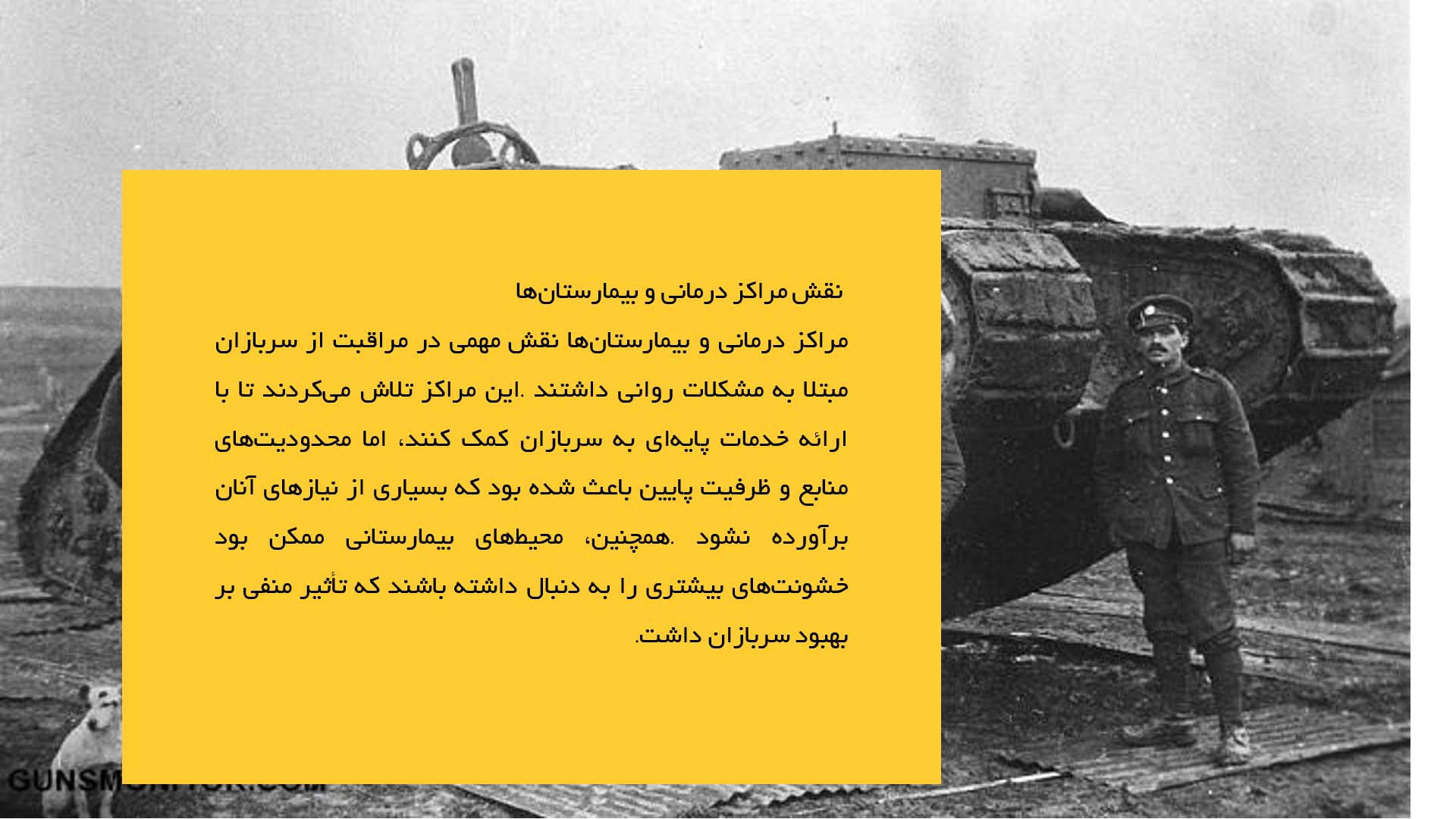 پاورپوینت در مورد بررسی مشکلات روانی سربازان جنگ جهانی اول 